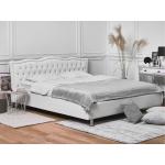 Dvoulůžkové postele Beliani Metz v bílé barvě romantické z koženky s úložným prostorem dýhované ve slevě 