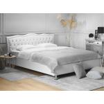 Dvoulůžkové postele Beliani Metz v bílé barvě romantické z koženky s úložným prostorem dýhované ve slevě 