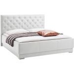 Dvoulůžkové postele v bílé barvě v elegantním stylu z koženky 