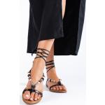 Dámské Sandály na podpatku v černé barvě v boho stylu z polyuretanu ve velikosti 37 ve slevě na léto 