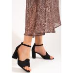 Dámské Sandály na podpatku v šedé barvě v elegantním stylu semišové ve velikosti 36 s výškou podpatku 7 cm - 9 cm s přezkou ve slevě na léto 