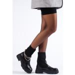 Dámské Kotníčkové boty na podpatku v šedé barvě z koženky ve velikosti 36 s výškou podpatku 3 cm - 5 cm ve slevě 