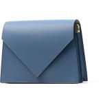 Kožené kabelky ve světle modré barvě v minimalistickém stylu z hladké kůže 