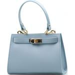 Kožené kabelky ve světle modré barvě v minimalistickém stylu z kůže 