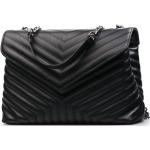 Kožené kabelky v černé barvě v elegantním stylu prošívané z kůže 
