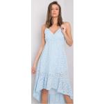 Dámské Letní šaty ve světle modré barvě v boho stylu z bavlny ve velikosti S asymetrické ve slevě 
