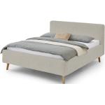 Dvoulůžkové postele v béžové barvě ve skandinávském stylu z dubu s nohami ve slevě 