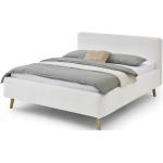 Dvoulůžkové postele v bílé barvě ve skandinávském stylu z dubu s nohami ve slevě 
