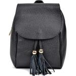 Kožené batohy Sofia Cardoni v černé barvě v elegantním stylu z kůže s vnější kapsou 