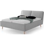 Dvoulůžkové postele ve světle šedivé barvě z dubu s úložným prostorem ve slevě 