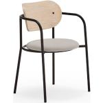 Jídelní židle ve světle šedivé barvě v retro stylu ze dřeva 