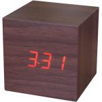 Bonami Tmavě hnědý budík s červeným LED displejem Gingko Cube Click Clock