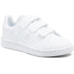 Dívčí Tenisky na suchý zip adidas Stan Smith v bílé barvě z koženky ve velikosti 32 na suchý zip veganské ve slevě 