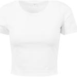 Dámské Crop topy Build Your Brand v bílé barvě z bavlny ve velikosti 4 XL s krátkým rukávem s kulatým výstřihem plus size 