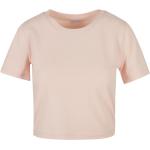 Dámské Crop topy Build Your Brand v růžové barvě z bavlny ve velikosti 4 XL s krátkým rukávem s kulatým výstřihem plus size 