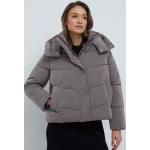 Dámské Designer Zimní bundy s kapucí Calvin Klein v hnědé barvě z polyesteru ve velikosti L 