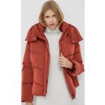 Dámské Designer Zimní bundy s kapucí Calvin Klein v červené barvě z polyesteru ve velikosti L ve slevě 