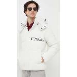 Pánské Designer Zimní bundy s kapucí Calvin Klein Jeans Nepromokavé v bílé barvě z polyesteru ve velikosti XXL plus size 