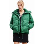 Dámské Zimní bundy s kapucí Desigual v zelené barvě z polyesteru ve velikosti S 