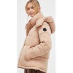 Dámské Designer Zimní bundy s kapucí DKNY v hnědé barvě z polyesteru ve velikosti L 