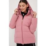 Dámské Zimní bundy s kapucí Emporio Armani EA7 v růžové barvě z polyesteru ve velikosti M 
