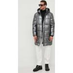 Pánské Zimní bundy s kapucí Guess Nepromokavé ve stříbrné barvě z polyesteru ve velikosti XXL dlouhé plus size 