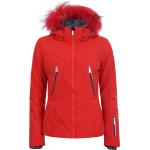 Dámské Zimní bundy s kapucí Icepeak Prodyšné v červené barvě z fleecu ve velikosti XL s kapsou na skipas 