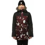 Dámské Zimní bundy s kapucí ROJO vícebarevné s květinovým vzorem z umělé kožešiny ve velikosti L 