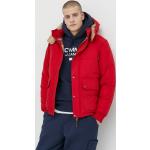 Pánské Zimní bundy s kapucí SUPERDRY v červené barvě z polyesteru ve velikosti S 