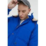 Pánské Zimní bundy s kapucí SUPERDRY v modré barvě z polyesteru ve velikosti L 