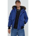 Pánské Zimní bundy s kapucí SUPERDRY v modré barvě z nylonu ve velikosti L 