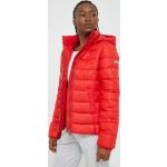 Dámské Zimní bundy s kapucí Tommy Hilfiger v červené barvě ve velikosti S 
