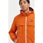 Pánské Zimní bundy s kapucí Tommy Hilfiger v oranžové barvě ve velikosti XXL plus size 