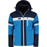 Pánské Zimní bundy s kapucí Kilpi Nepromokavé Prodyšné ve světle modré barvě sportovní z polyesteru ve velikosti S se sněžným pásem ve slevě 
