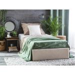 Čalouněná béžová postel s úložným prostorem 90x200 cm DINAN