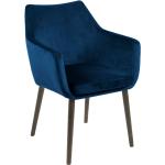 Čalouněná židle Nora VIC tmavě modrá, velur, nohy dub tmavé