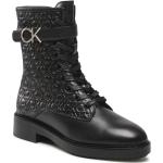 Dámské Designer Kožené kotníkové boty Calvin Klein v černé barvě ve velikosti 39 ve slevě 