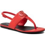 Dámské Designer Sandály na podpatku Calvin Klein v korálově červené barvě z koženky ve velikosti 41 na léto 