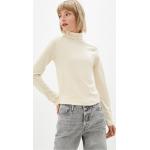 Dámské Designer Rolákové svetry Calvin Klein v béžové barvě z bavlny ve velikosti M s vysokým krkem 