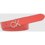 Dámské Designer Kožené pásky Calvin Klein v korálově červené barvě z kůže délka 95 