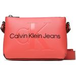 Dámské Designer Luxusní kabelky Calvin Klein Jeans v korálově červené barvě z koženky veganské 