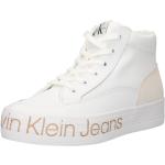 Dámské Designer Kotníčkové boty na podpatku Calvin Klein Jeans ve světle hnědé barvě z hladké kůže ve velikosti 42 Standartní s výškou podpatku do 3 cm ve slevě 