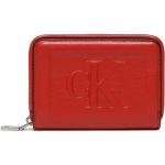 Dámské Designer Luxusní peněženky Calvin Klein Jeans v červené barvě z koženky veganské ve slevě 