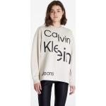 Dámské Designer Mikiny přes hlavu Calvin Klein Jeans ve smetanové barvě ve velikosti Oversize s kulatým výstřihem 