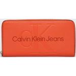 Dámské Designer Luxusní peněženky Calvin Klein Jeans v oranžové barvě ve slevě 