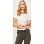Dámské Designer Topy Calvin Klein Jeans v bílé barvě z bavlny ve velikosti L s krátkým rukávem strečové ve slevě 