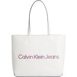 Dámské Designer Kožené kabelky Calvin Klein Jeans v bílé barvě z polyuretanu ve slevě 