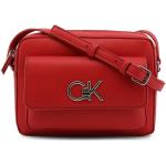Dámské Designer Luxusní kabelky Calvin Klein v tmavě červené barvě s vnější kapsou ve slevě 