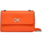Dámské Designer Tašky crossbody Calvin Klein v oranžové barvě z koženky veganské ve slevě 