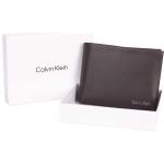 Pánské Designer Luxusní peněženky Calvin Klein v tmavě hnědé barvě z kůže s blokováním RFID ve slevě 